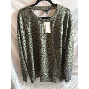 The Limited Women's XL Green Camo Zebra Print Pullover Sweatshirt